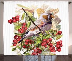 Colorful Bird and Shrubs Curtain