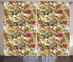 Flower Berries Rustic Art Curtain