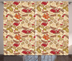 Fall Themed Mixed Pattern Curtain