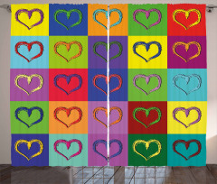 Vivid Heart Colorful Square Curtain