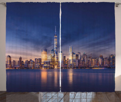 New York Skyline Evening Curtain
