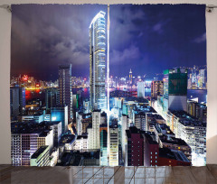 Downtown Hong Kong Night Curtain