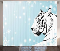 White Beast on Snowy Land Curtain