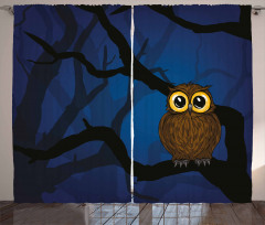 Owl on Tree Branch Curtain