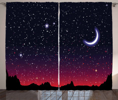 Red Sky Starry Landscape Curtain