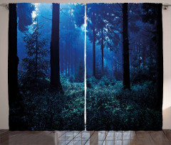 Misty Fall Nature Scenery Curtain