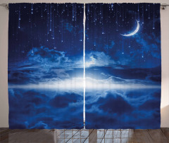 Galaxy Falling Stars View Curtain