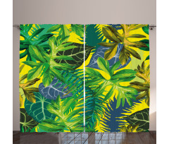 Exotic Leaves Watercolor Curtain