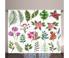 Exotic Flowers and Ferns Curtain