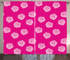 Vintage Roses Love Dot Curtain