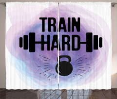 Watercolors Train Hard Curtain