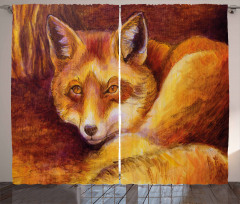 Vibrant Art Fox Resting Curtain
