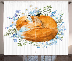 Sleeping Fox Watercolors Curtain