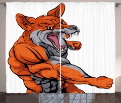 Muscular Sports Fox Mascot Curtain