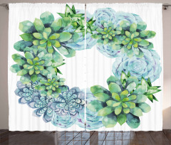 Watercolor Cactus Wreath Curtain