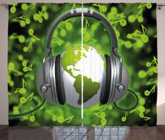 Headphones Music Globe Curtain