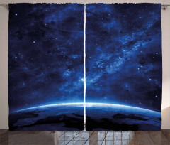 Earth View Cosmic Night Curtain