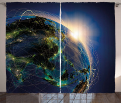 Vivid Globe Space Network Curtain