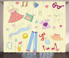 Doodle Items Curtain