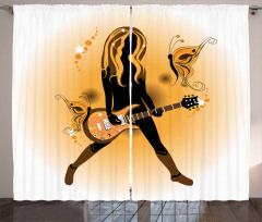 Girl Hair Guitar Curtain