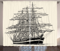 Sail Boat Vintage Curtain