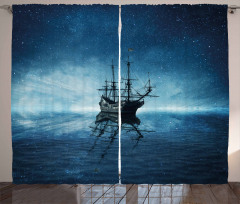 Night Sky Ocean Curtain