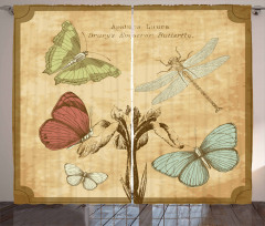 Retro Butterflies Art Curtain