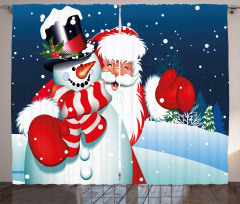 Santa Snowman Hug Curtain