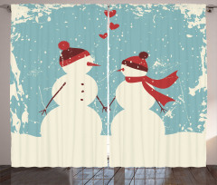 Snowman Woman Love Curtain