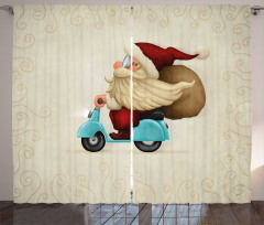 Santa on Motorcycle Curtain