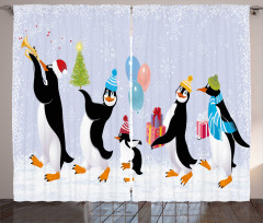 Penguins in Caps Curtain