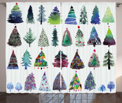 Watercolor Fir Trees Curtain