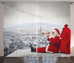 Santa on the Roof Curtain