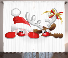 Funny Santa Reindeer Curtain