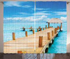 Tropic Seascape Wooden Jetty Curtain