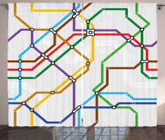 Vibrant Striped Metro Route Curtain