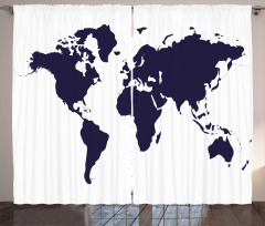 Vivid Indigo World Graphic Curtain