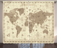 Aged World Monsters Compass Curtain