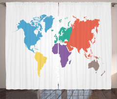 World Global Continents Curtain