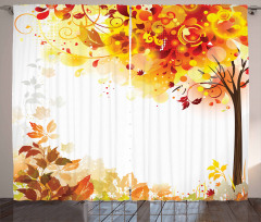 Abstract Fall Season Tree Curtain