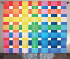 Rainbow Squares Art Curtain