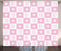 Funny Piggy Faces Curtain