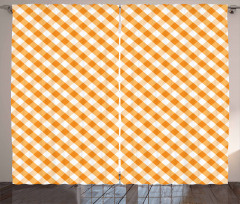 Orange Gingham Tile Curtain