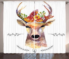 Watercolor Deer Rustic Curtain