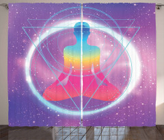 Human Meditation Galaxy Curtain