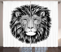 Wild Hipster Lion Glasses Curtain