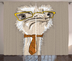 Funny Hipster Ostrich Curtain