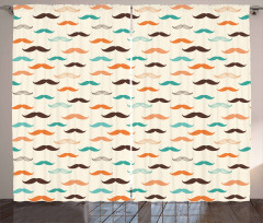 Retro Mustache Pattern Curtain