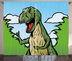Cartoon T-Rex Funny Curtain
