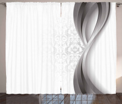 Wavy Stripes and Flowers Curtain